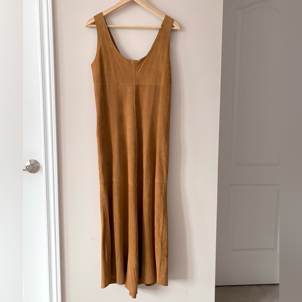 Suede sleeveless beaded midi dress - Picture 12 of 15